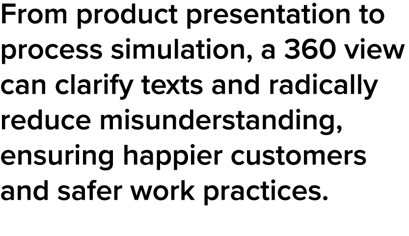 From product presentation to process simulation, a 360 view can clarify texts and radically reduce misunderstanding,    