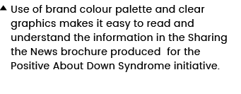 Use of brand colour palette and clear graphics makes it easy to read and understand the information in the Sharing th   