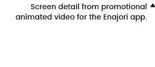 Screen detail from promotional animated video for the Enajori app