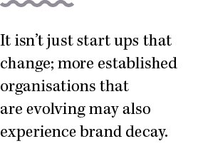 It isn t just start ups that change; more established organisations that are evolving may also experience brand decay
