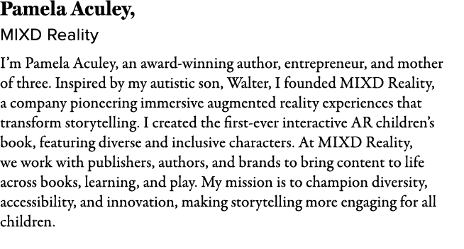 Pamela Aculey, MIXD Reality I’m Pamela Aculey, an award winning author, entrepreneur, and mother of three. Inspired b...