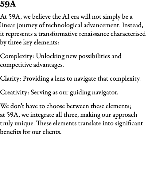 59A At 59A, we believe the AI era will not simply be a linear journey of technological advancement. Instead, it repre...